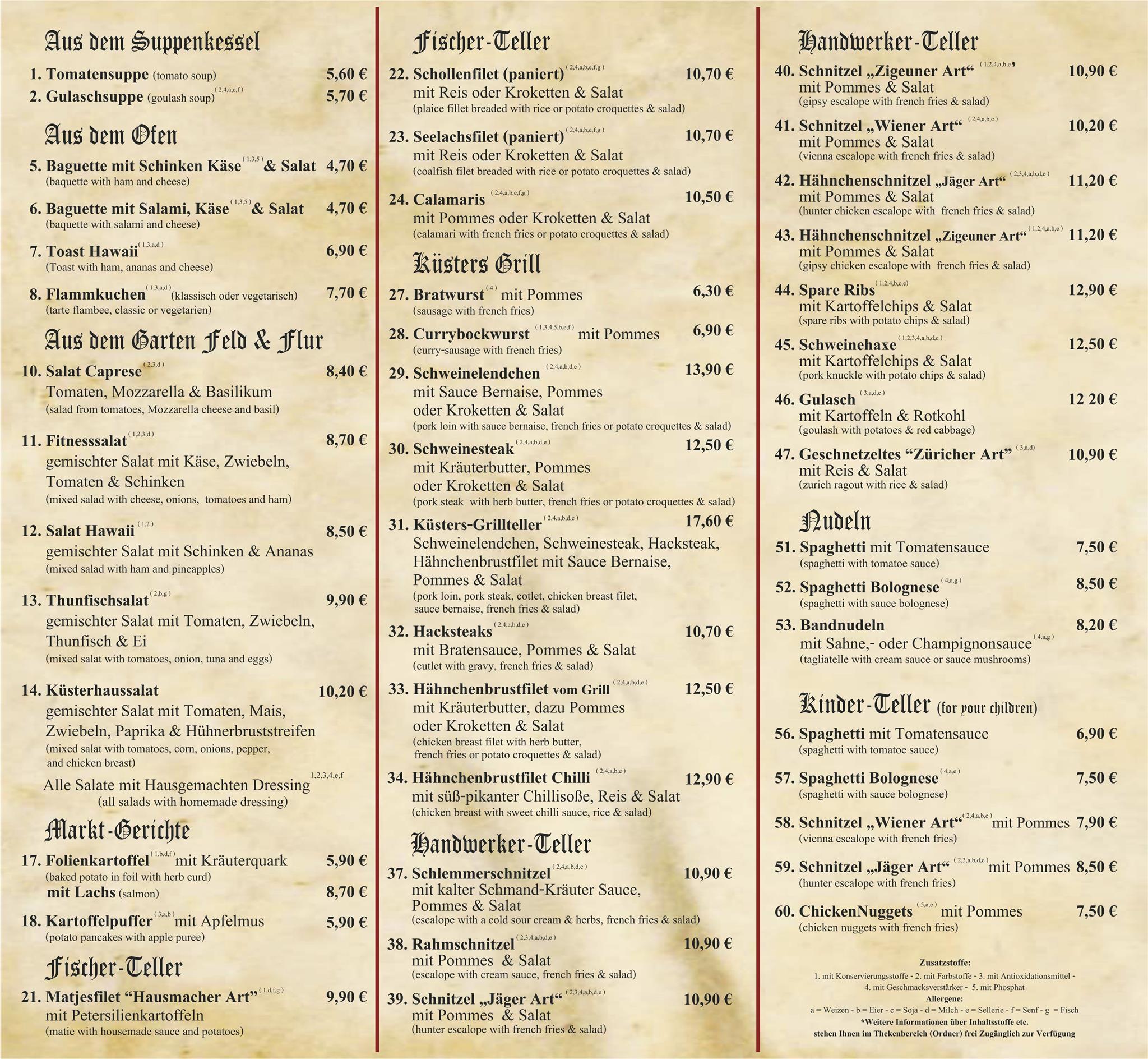 Speisekarten